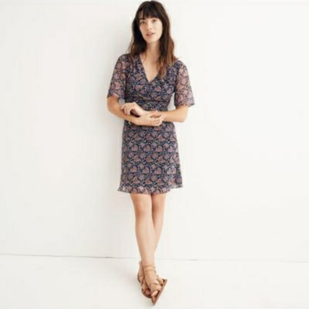Madewell Orchard Floral Flutter Sleeve Dress
